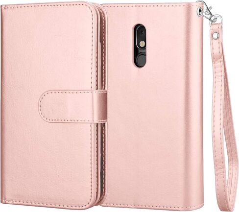 NJJEX Compatible with LG Stylo 5 Case/LG Stylo 5X/Stylo 5V/Stylo 5 Plus Wallet Case, [9 Card Slots] PU Leather Card Holder Folio Flip [Detachable][Kickstand] Magnetic Phone Cover & Lanyard [Wine Red] in Saudi Arabia