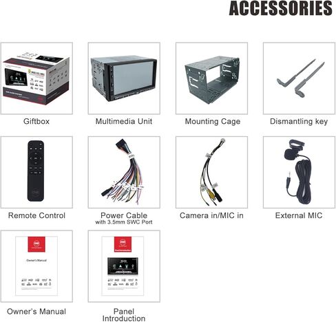 OneCarStereo Linux Double-DIN سيارة ستيريو تعمل باللمس، CarPlay Android Auto، مدمج TDA7851 مع مخرج Preamp 4V، ملاحة 7 بوصة داخل لوحة القيادة مع راديو FM AM RDS، نوع C وUSB 1.5A شحن سريع in Kuwait