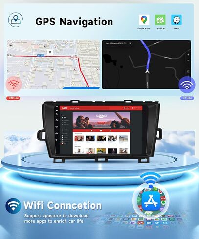8 Core 2G+64G Car Radio for Toyota Prius 2010 2011 2012 2013 2014 2015, Wireless Apple Carplay Android Auto Car Stereo, 9" IPS Touchscreen with WiFi, GPS, Bluetooth,FM/RDS, 32EQ DSP, Rear Camera in Saudi Arabia
