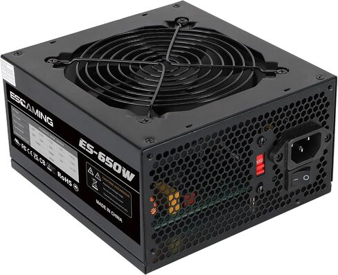 ESGAMING 650W Non Modular Power Supply with Low-Noise 120mm Fan ATX PSU, 115/230 Voltage Switch PFC Protection，5 Year Warranty in Saudi Arabia