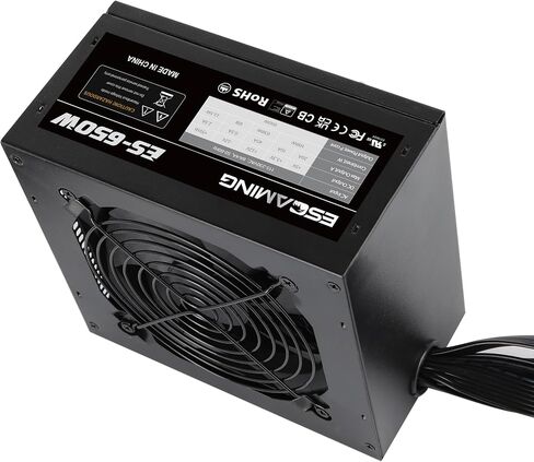 ESGAMING 650W Non Modular Power Supply with Low-Noise 120mm Fan ATX PSU, 115/230 Voltage Switch PFC Protection，5 Year Warranty in Saudi Arabia