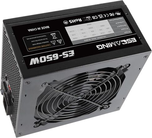ESGAMING 650W Non Modular Power Supply with Low-Noise 120mm Fan ATX PSU, 115/230 Voltage Switch PFC Protection，5 Year Warranty in Saudi Arabia