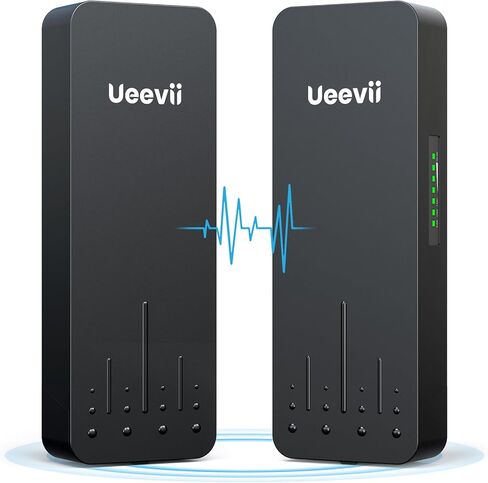 Black Wireless Bridge, UeeVii CPE990 Point to Point/Multipoint Anti-theft WiFi Bridge, 4 * 1000Mbps Port, 5.8G 5KM Outdoor Wireless Bridge Kit Used in Barn, Garage,Shop, etc, 24V POE, 2-Pack in Kuwait