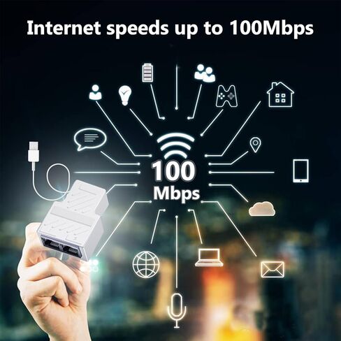 موزع إيثرنت CAPUP من 1 إلى 2 أبيض، مقسم إيثرنت بسرعة 100 ميجابت في الثانية [جهازان لشبكة متزامنة]، محول مقسم RJ45 مزدوج مع كابل طاقة USB، مقسم إنترنت لكابل Cat5/5e/6/7/8 in Kuwait