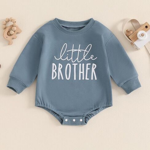 Ayalinggo Newborn Baby Boy Clothes Big Brother Little Brother Matching Long Sleeve Pullover Sweatshirt Romper fall Outfits in Saudi Arabia
