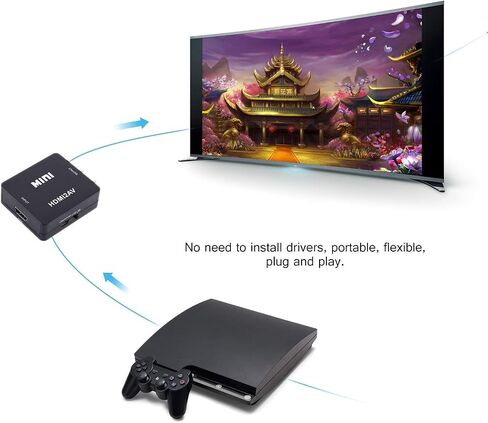 محول HDMI رقمي إلى فيديو مركب وصوت AV CVBS 720p/1080p (اللون: أسود) in Saudi Arabia