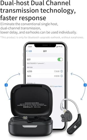 KZ AZ09 بلوتوث 5.2 وحدة IEM محول بلوتوث لاسلكي الأذن هوك المحمولة عمر البطارية الطويل لKZ ZS10 PRO/ZSN Pro X/ZSN PRO/EDX PRO/ZSX/ZAR/DQS/ZVX/Zax/CCA CRA/C12/C10 PRO (C دبوس) in Saudi Arabia