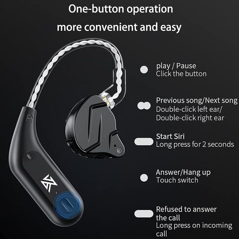 KZ AZ09 بلوتوث 5.2 وحدة IEM محول بلوتوث لاسلكي الأذن هوك المحمولة عمر البطارية الطويل لKZ ZS10 PRO/ZSN Pro X/ZSN PRO/EDX PRO/ZSX/ZAR/DQS/ZVX/Zax/CCA CRA/C12/C10 PRO (C دبوس) in Saudi Arabia