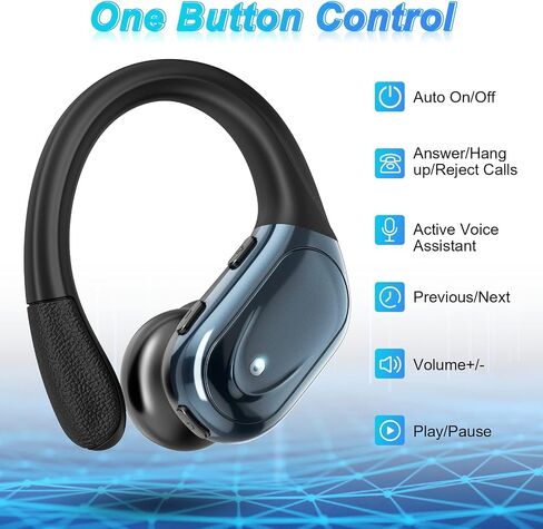 Bluetooth Headphones 60 Hours Playback, Noise Cancelling Wireless Earbuds with LED Battery Display Wireless Charging Case and Over-Ear Waterproof Headphones for Sports Running - Black in Saudi Arabia