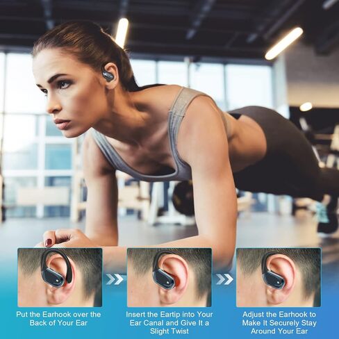 Bluetooth Headphones 60 Hours Playback, Noise Cancelling Wireless Earbuds with LED Battery Display Wireless Charging Case and Over-Ear Waterproof Headphones for Sports Running - Black in Saudi Arabia