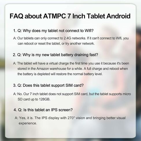 تابلت صغير مقاس 7 بوصات بنظام Android 11 بسعة 2 جيجابايت + 32 جيجابايت مزود بشاشة HD IPS وكاميرا مزدوجة وواي فاي GMS مع حافظة (أبيض) in Kuwait