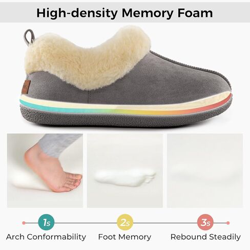 HomeTop Women's Closed-back Slippers Faux Wool Warm Non-slip Outdoor Indoor House Shoes with Fuzzy Collar in Kuwait