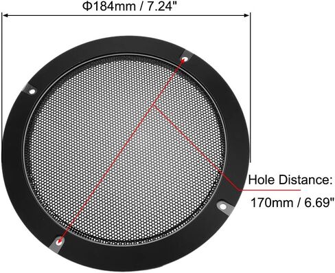 uxcell Speaker Grill Cover 6.5 Inch 184mm Mesh Decorative Circle Subwoofer Guard Protector Black 2pcs in Saudi Arabia