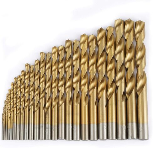 25pcs 1-13mm High Speed Steel Twist Drill Bit Set, HSS Drill Bit Set Straight Shank Metal Drill Bits Reverse-Twist Drill Bits Left-Hand Drill-Bit Set for Plastic Wood Aluminum Metal (Gold) in Saudi Arabia
