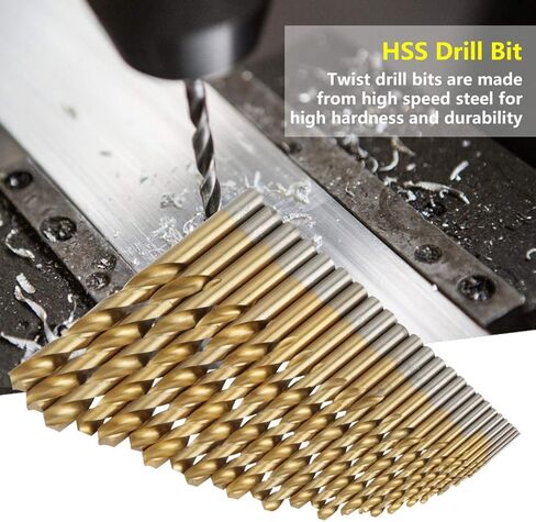 25pcs 1-13mm High Speed Steel Twist Drill Bit Set, HSS Drill Bit Set Straight Shank Metal Drill Bits Reverse-Twist Drill Bits Left-Hand Drill-Bit Set for Plastic Wood Aluminum Metal (Gold) in Saudi Arabia