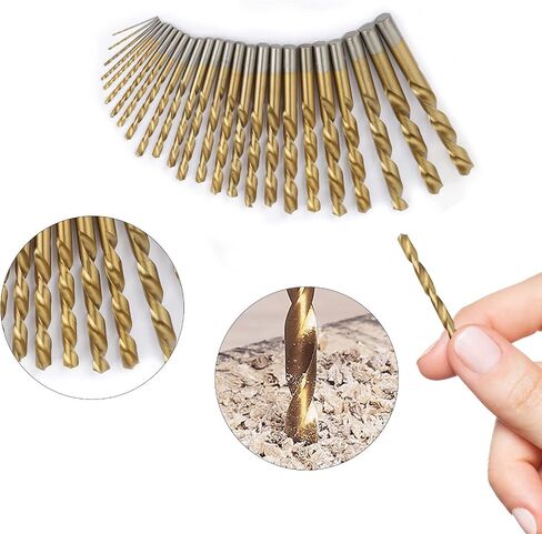 25pcs 1-13mm High Speed Steel Twist Drill Bit Set, HSS Drill Bit Set Straight Shank Metal Drill Bits Reverse-Twist Drill Bits Left-Hand Drill-Bit Set for Plastic Wood Aluminum Metal (Gold) in Saudi Arabia
