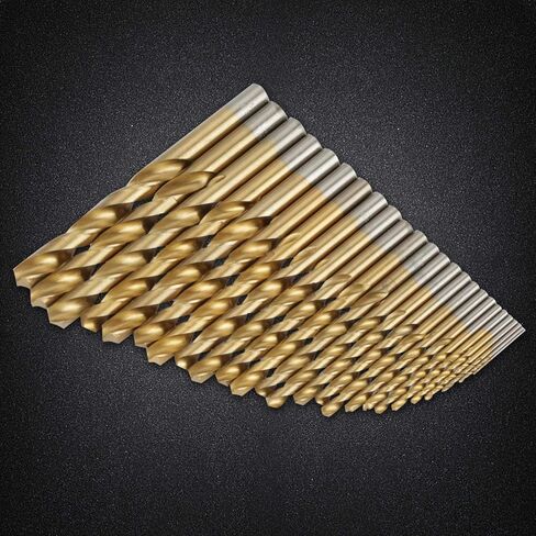 25pcs 1-13mm High Speed Steel Twist Drill Bit Set, HSS Drill Bit Set Straight Shank Metal Drill Bits Reverse-Twist Drill Bits Left-Hand Drill-Bit Set for Plastic Wood Aluminum Metal (Gold) in Saudi Arabia