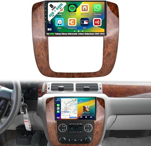 [4+64G] ستيريو سيارة 8-Core Android 13 لسيارة GMC Yukon Chevy Silverado Tahoe Suburban 2007-2012 مع Carplay&Android Auto، راديو سيارة 9 بوصة مع وصلة مرآة بلوتوث FM/RDS WiFi GPS SWC+كاميرا احتياطية in Saudi Arabia