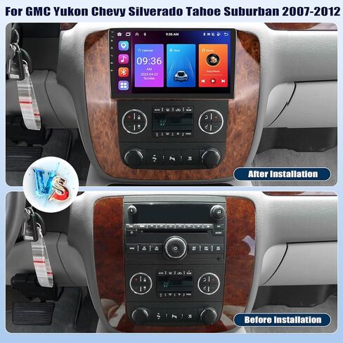 [4+64G] ستيريو سيارة 8-Core Android 13 لسيارة GMC Yukon Chevy Silverado Tahoe Suburban 2007-2012 مع Carplay&Android Auto، راديو سيارة 9 بوصة مع وصلة مرآة بلوتوث FM/RDS WiFi GPS SWC+كاميرا احتياطية in Saudi Arabia