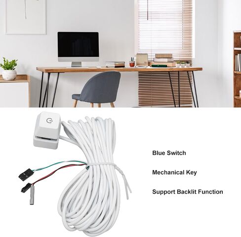White Mechanical Key, Material, Blue Backlit Switch, External PC Power Switch for Desktop Office Games (Colorful Light 2m) in Saudi Arabia