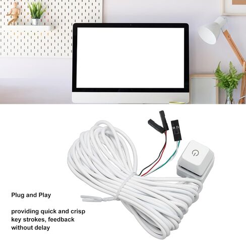 White Mechanical Key, Material, Blue Backlit Switch, External PC Power Switch for Desktop Office Games (Colorful Light 2m) in Saudi Arabia