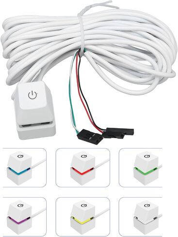 White Mechanical Key, Material, Blue Backlit Switch, External PC Power Switch for Desktop Office Games (Colorful Light 2m) in Saudi Arabia