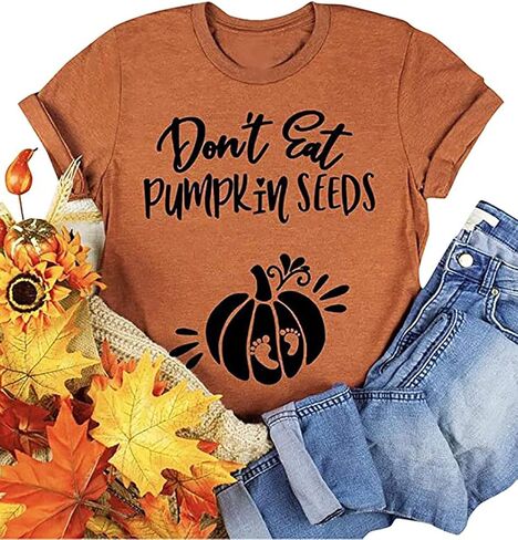 هالوين قميص الأمومة لا تأكل بذور اليقطين الجدة الأمومة تي شيرت المرأة إلكتروني طباعة الجرافيك الخريف المحملة القمم in Kuwait