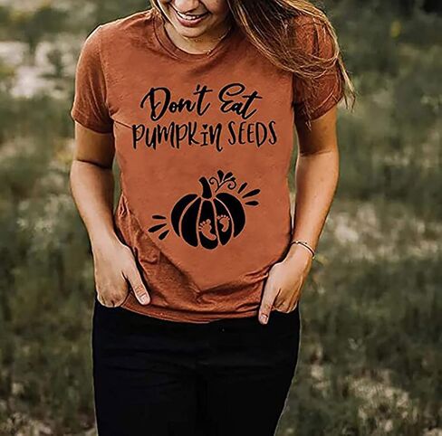 هالوين قميص الأمومة لا تأكل بذور اليقطين الجدة الأمومة تي شيرت المرأة إلكتروني طباعة الجرافيك الخريف المحملة القمم in Kuwait