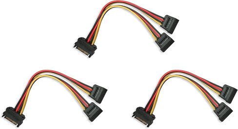 SATA Power Y-Splitter Cable,15Pin SATA Male to 2×15 Pin SATA Female Power Y-Splitter Cable,7.4Inches (3 Pack) in Saudi Arabia