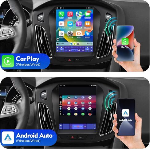 ستيريو سيارة 2+32G Android 12 Double Din لسيارة Ford Focus 2012-2018 مع راديو بشاشة لمس عمودية 10.4 بوصة مدمج في Carplay اللاسلكي/Android Auto/GPS/Bluetooth/FM/AUX-in/SWC/كاميرا احتياطية in Saudi Arabia
