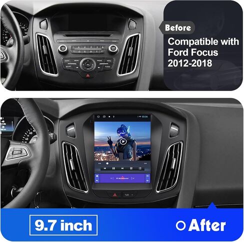 ستيريو سيارة 2+32G Android 12 Double Din لسيارة Ford Focus 2012-2018 مع راديو بشاشة لمس عمودية 10.4 بوصة مدمج في Carplay اللاسلكي/Android Auto/GPS/Bluetooth/FM/AUX-in/SWC/كاميرا احتياطية in Saudi Arabia
