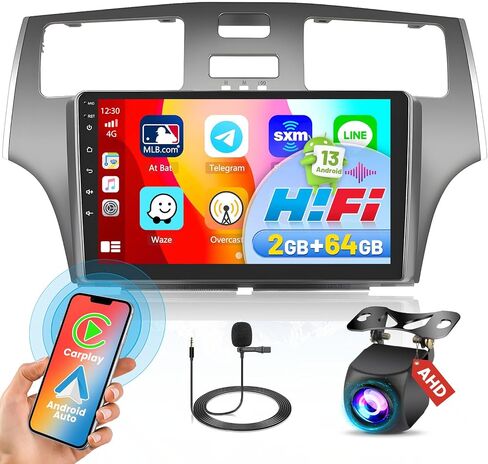 [2+64G] لسيارة Lexus ES250 ES300 ES330 2001-2006 Android 13 Car Stereo Wireless CarPlay Android Auto، شاشة لمس 9 بوصة راديو ملاحة GPS مع ميكروفون كاميرا احتياطية WiFi RDS BT in Saudi Arabia