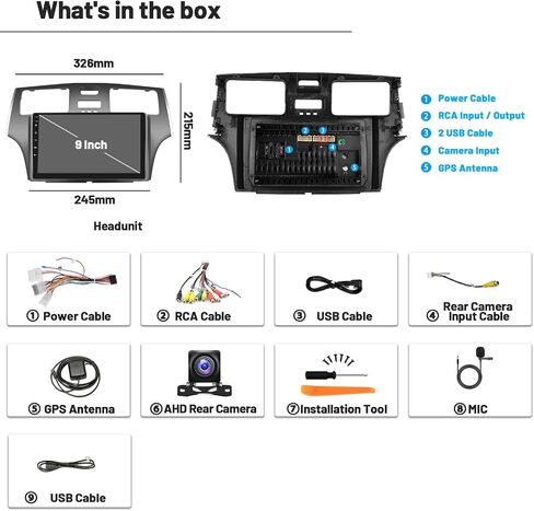 [2+64G] لسيارة Lexus ES250 ES300 ES330 2001-2006 Android 13 Car Stereo Wireless CarPlay Android Auto، شاشة لمس 9 بوصة راديو ملاحة GPS مع ميكروفون كاميرا احتياطية WiFi RDS BT in Saudi Arabia