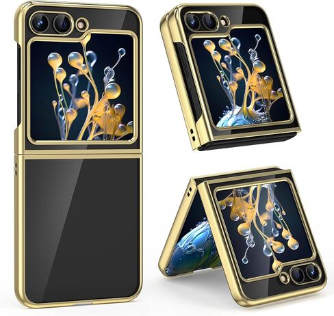 MATEPROX Clear Cases for Samsung Galaxy Z Flip 5 Case, Slim Thin Lightweight Protective Transparent Phone Cover with Electroplated Frame for for Samsung Galaxy Z Flip 5 5G-Gold in Saudi Arabia