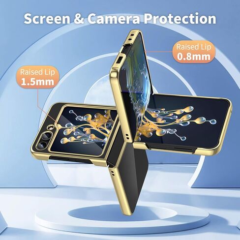 MATEPROX Clear Cases for Samsung Galaxy Z Flip 5 Case, Slim Thin Lightweight Protective Transparent Phone Cover with Electroplated Frame for for Samsung Galaxy Z Flip 5 5G-Gold in Saudi Arabia