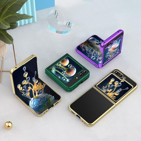 MATEPROX Clear Cases for Samsung Galaxy Z Flip 5 Case, Slim Thin Lightweight Protective Transparent Phone Cover with Electroplated Frame for for Samsung Galaxy Z Flip 5 5G-Gold in Saudi Arabia