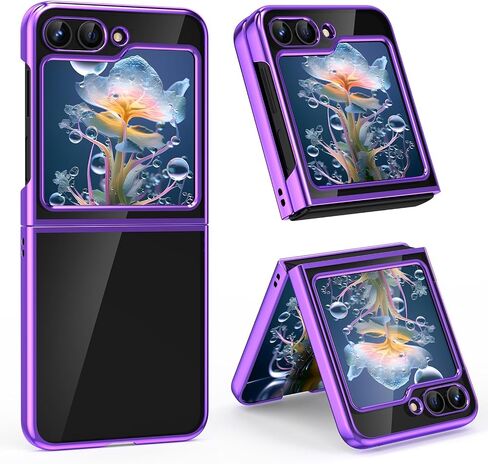 MATEPROX Clear Cases for Samsung Galaxy Z Flip 5 Case, Slim Thin Lightweight Protective Transparent Phone Cover with Electroplated Frame for for Samsung Galaxy Z Flip 5 5G-Gold in Saudi Arabia