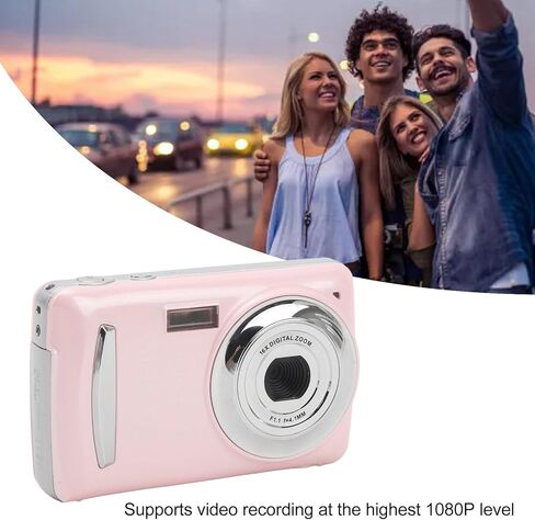 FHD 1080P Digital Camera Auto Focus, 2.4 16MP 16X Digital Zoom Portable Mini Camera, Anti Shake Vlogging Selfie Cameras for Boys Girls Kids Teens (Silver Gray) in Kuwait