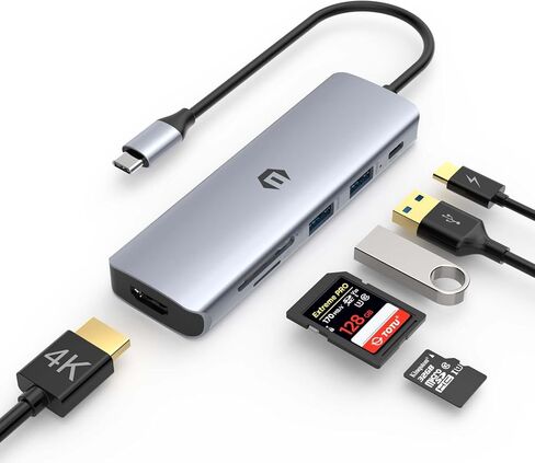 Tiergrade USB C Hub, 6 in 1 USB C Multiport Adapter with 4K HDMI, 100W PD Charging Port, 2 USB 3.0, SD/TF Card Slot and USB C Dock for MacBook and Other USB C Devices in Kuwait