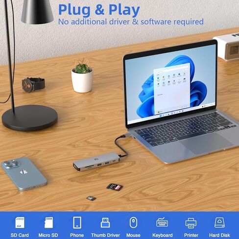 Tiergrade USB C Hub, 6 in 1 USB C Multiport Adapter with 4K HDMI, 100W PD Charging Port, 2 USB 3.0, SD/TF Card Slot and USB C Dock for MacBook and Other USB C Devices in Kuwait