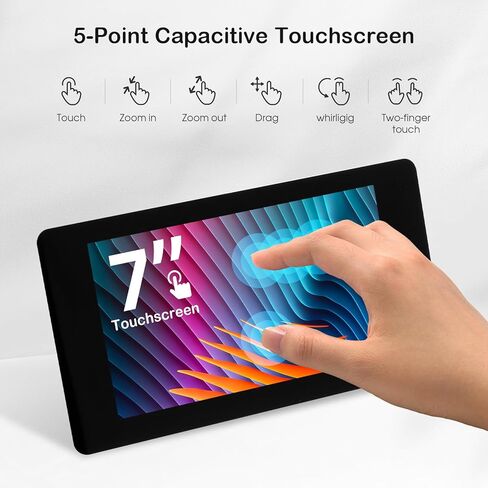 شاشة ELECROW 7 بوصة محمولة تعمل باللمس CrowVision لشاشة Raspberry Pi 1024x600 IPS LCD شاشة عرض للسفر متوافقة مع وحدة تحكم ألعاب الكمبيوتر المحمول DIY Projects in Kuwait