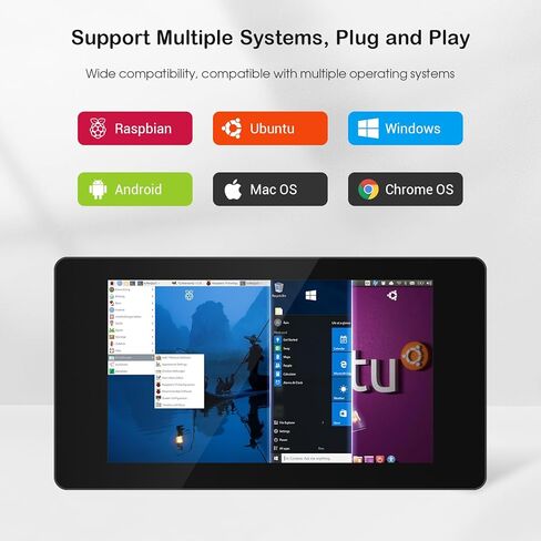 شاشة ELECROW 7 بوصة محمولة تعمل باللمس CrowVision لشاشة Raspberry Pi 1024x600 IPS LCD شاشة عرض للسفر متوافقة مع وحدة تحكم ألعاب الكمبيوتر المحمول DIY Projects in Kuwait