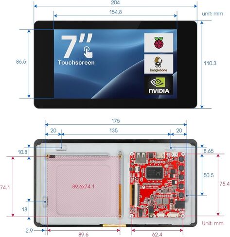 شاشة ELECROW 7 بوصة محمولة تعمل باللمس CrowVision لشاشة Raspberry Pi 1024x600 IPS LCD شاشة عرض للسفر متوافقة مع وحدة تحكم ألعاب الكمبيوتر المحمول DIY Projects in Kuwait