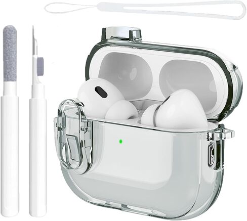 غطاء حافظة متوافق مع Airpods Pro الجيل الثاني/الأول من OETKER شفاف مع مجموعة أدوات تنظيف وقفل، جراب AirPods Pro 2 ناعم مقاوم للصدمات 2022/2023 جراب شفاف لأجهزة ipods Pro 2 Gen لـ Airpods Pro 2nd/1st Gen in Saudi Arabia