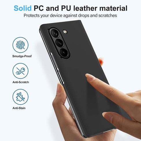 Z Fold 6 Case for Samsung Galaxy Z Fold 6 Phone Case, Clear View Mirror Flip Case with Kickstand, Cover for Samsung Z Fold 6 5G Case PU Leather Heavy Duty Shockproof Protective Case 7.6" (Blue) in Saudi Arabia