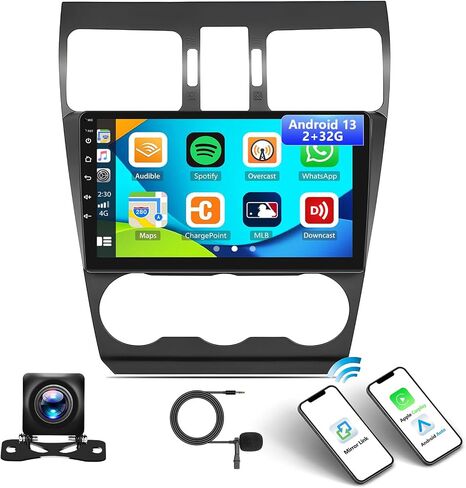 [2+32G] ستيريو سيارة Android 13 لسيارة Subaru Forester Impreza WRX STi 2016-2018 مع Carplay اللاسلكي وAndroid Auto، راديو سيارة 9 بوصة مع وصلة مرآة بلوتوث FM/RDS WiFi GPS SWC Dual USB+كاميرا احتياطية in Saudi Arabia