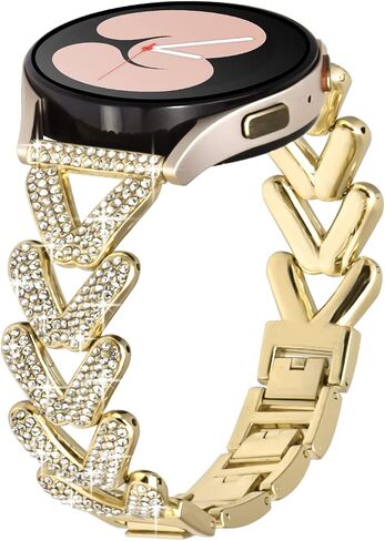 Bling Band with Case Compatible with Samsung Galaxy Watch 4 & 5 40mm 44mm Model，20mm Stylish Stainless Band Bling Diamond Butterfly Bracelet for Women (Rose Gold-40MM) in Saudi Arabia