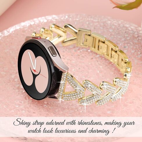 Bling Band with Case Compatible with Samsung Galaxy Watch 4 & 5 40mm 44mm Model，20mm Stylish Stainless Band Bling Diamond Butterfly Bracelet for Women (Rose Gold-40MM) in Saudi Arabia