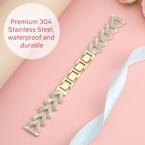 Bling Band with Case Compatible with Samsung Galaxy Watch 4 & 5 40mm 44mm Model，20mm Stylish Stainless Band Bling Diamond Butterfly Bracelet for Women (Rose Gold-40MM) in Saudi Arabia