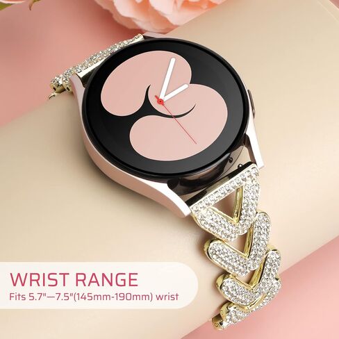 Bling Band with Case Compatible with Samsung Galaxy Watch 4 & 5 40mm 44mm Model，20mm Stylish Stainless Band Bling Diamond Butterfly Bracelet for Women (Rose Gold-40MM) in Saudi Arabia